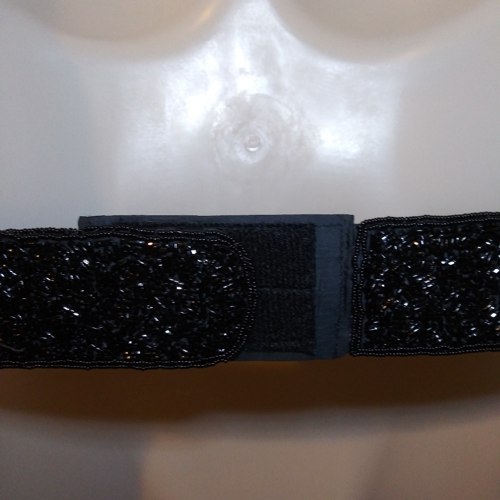 Vintage 80's Le Regale LTD. Hand Made Black Beaded Belt - Picture 7 of 14